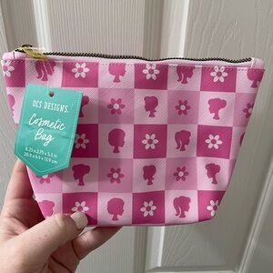 OCS Designs NWT Barbie Pink Iconic Silhouette Logo Art Cosmetic Zipper Bag